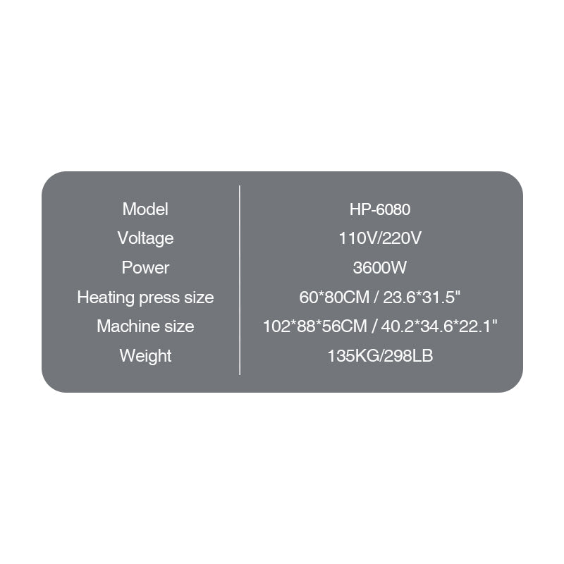 60X80mm Manual Flat Heat Press Machine