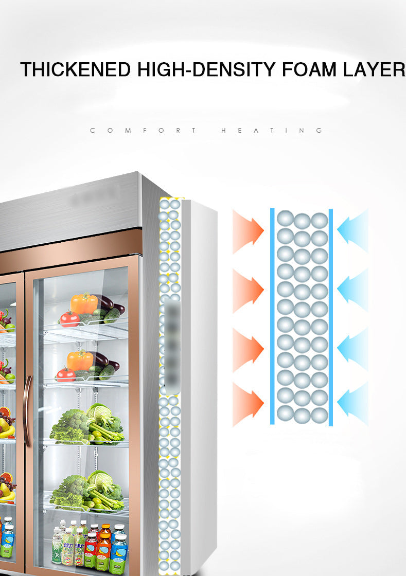 Vertical Display Freezer With Double Doors And Three Doors