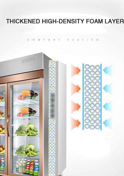 Vertical Display Freezer With Double Doors And Three Doors