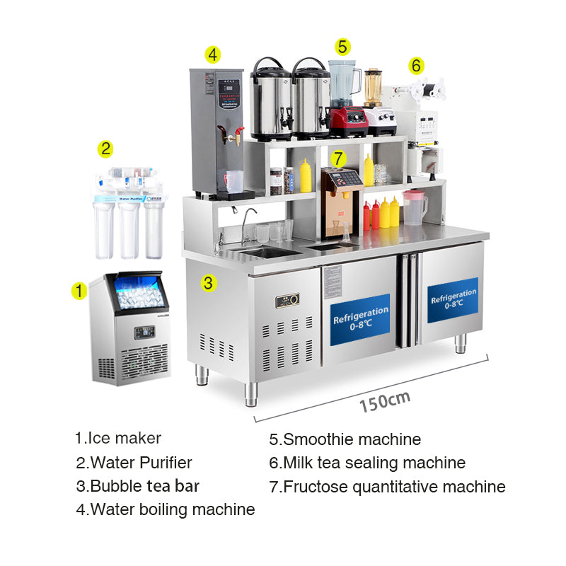 Bar with refrigerated bubble tea