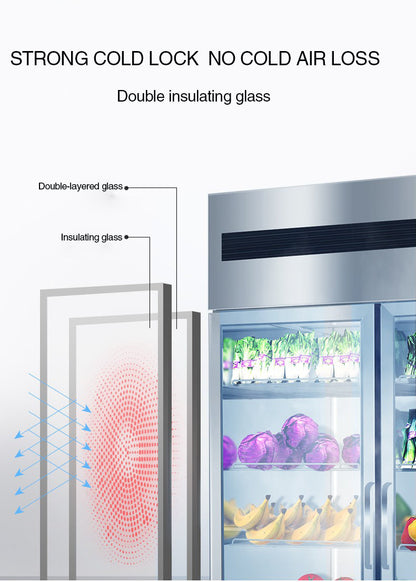 Four-door Glass Freezer Stainless Steel