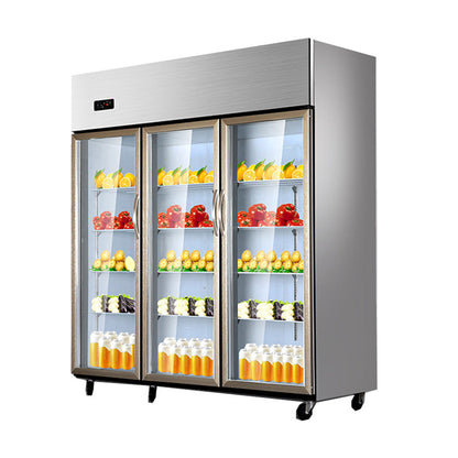 Vertical Display Freezer With Double Doors And Three Doors