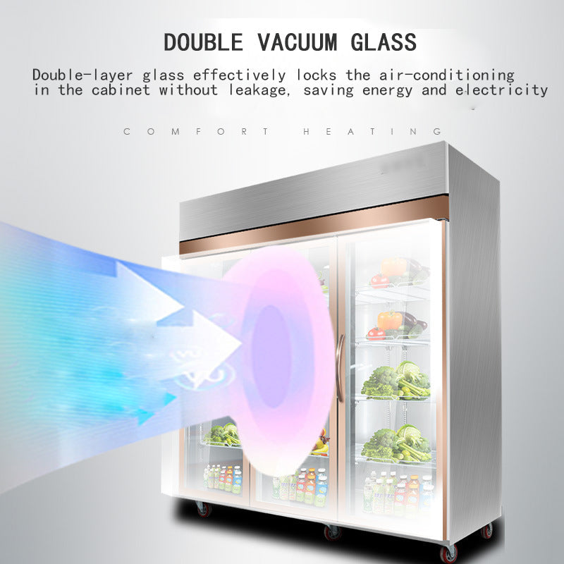 Vertical Display Freezer With Double Doors And Three Doors