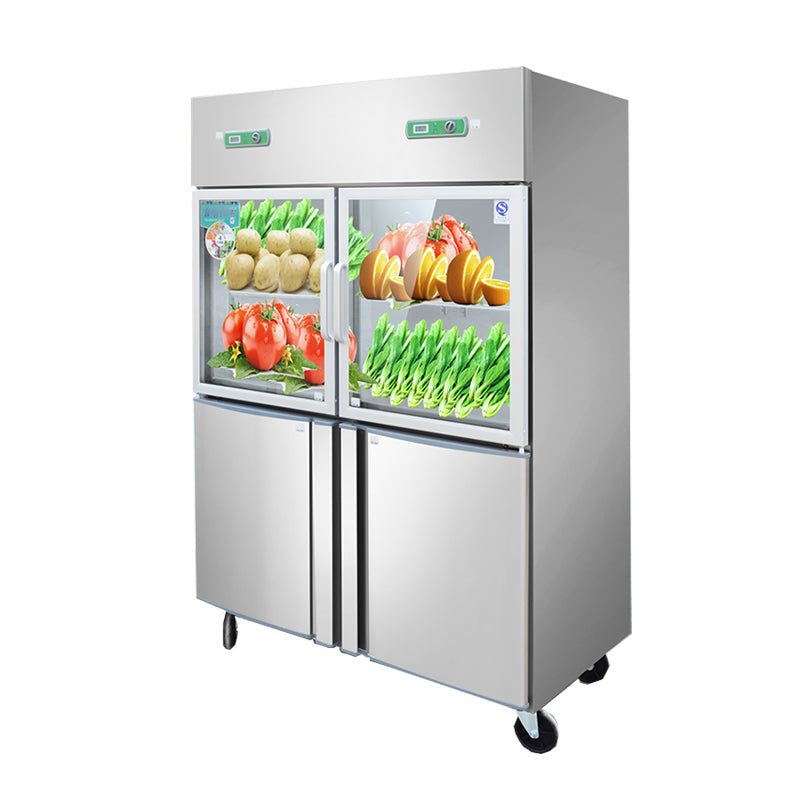 Four-door Glass Freezer Stainless Commercial Freezer